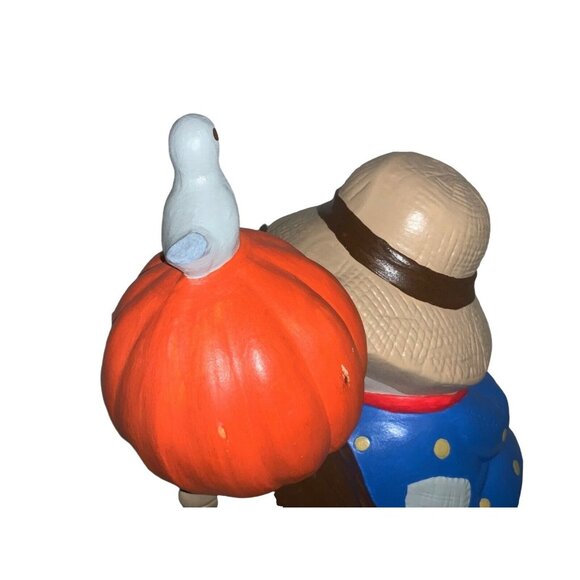Halloween Scarecrow and Pumpkin Figurine 12 Inch Vintage Ceramic - Picture 5 of 10